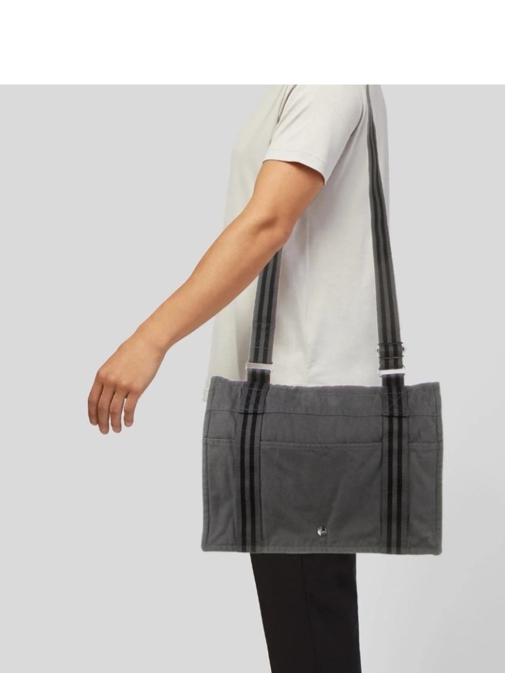Hermes Herline Messenger Canvas Shoulder Bag Toile Fourre-Tout Besace MM